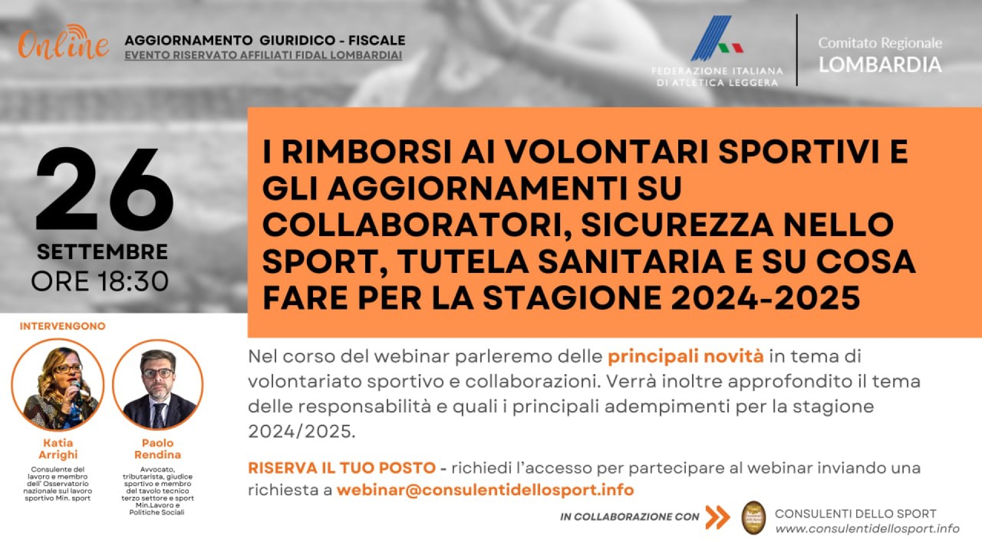 Volontari e Collaboratori dello Sport: il Webinar